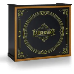 BarberPub Empfangstheke mit 2 Schubladen & 3 Schränken, Empfangstisch Abschließbar, Empfangstresen Holz, Rezeptionstisch Rezeptionstheke Kassentheke für Friseursalon, 53x120x110cm, R9773(Schwarz-Gold)