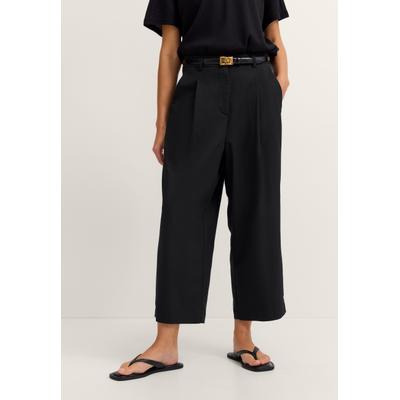 Stoffhose BUGATTI, Damen, Gr. 44, Normalgrößen, schwarz (290, schwarz), 49% Polyester, 49% Viskose, 2% Elasthan, unifarben, normal, Hosen Stoffhose, Modern Fit mit Bundfalte