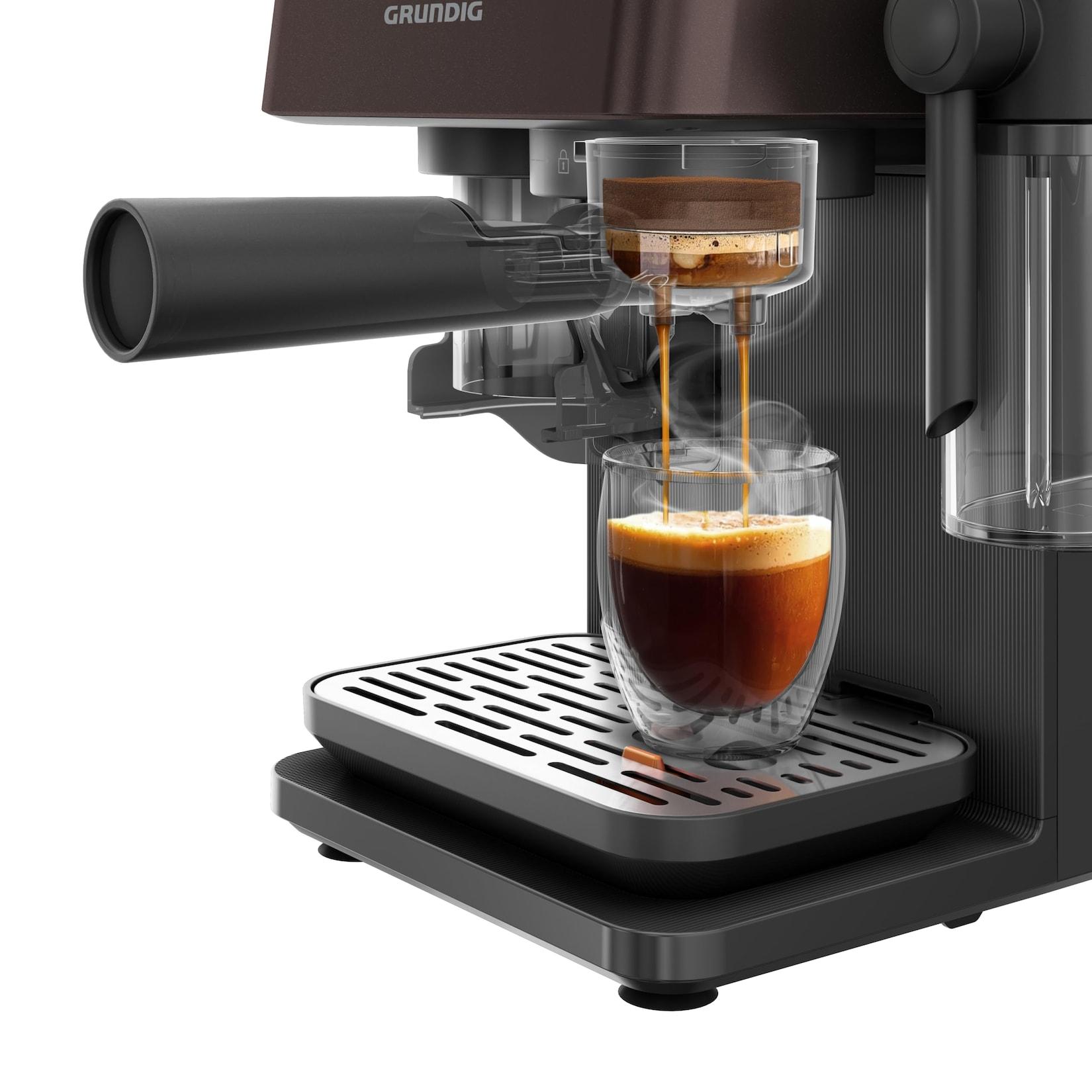 Grundig KSM 8530 Kaffeevollautomat (Edelstahlmahlwerk, Dunkelbraun/Schwarz, Touch-Display, 150 g Bohnenbehälter, 1,5 Liter Wassertank, CreamyPro™ Milchsystem, 20 Bar Pumpendruck, BrewSense™ Technologie)