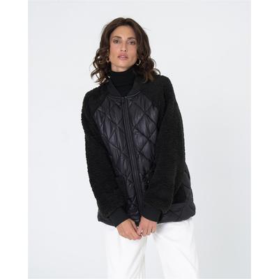 Steppjacke FRESHLIONS "Julia", Damen, Gr. M, schwarz, 100% Polyester, lang, Jacken Steppjacke, mit aufgesetzten Taschen