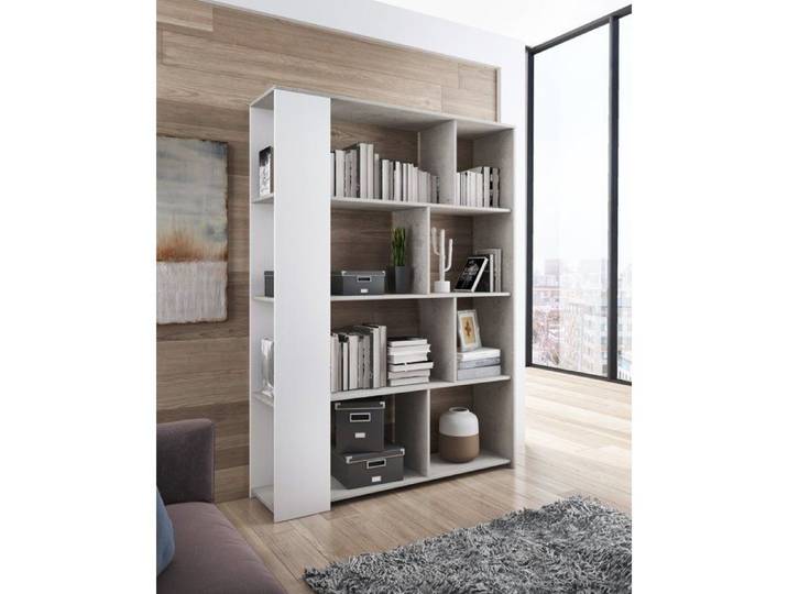 Bibliothèque Or Dmora en bois blanc noble 129x33x174h cm