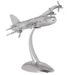 FineBuy Design Deko Flugzeug Propeller aus Aluminium Flieger Farbe Silber NEU