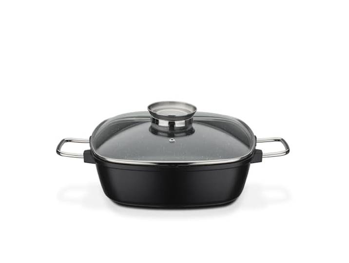 GSW 414579 Viereckbräter Gourmet Granit, Aluminium, schwarz - 28 x 28 x 8,5 cm