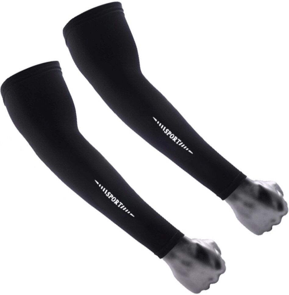INF Eisseide UV-Schutz Armlinge (2er-Pack) — Kühlend, Schnell trocknend, Rutschfestes Design XL Schwarz