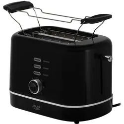Adler AD 3224 Toaster Schwarz mit Brötchenaufsatz und 7 Stufen