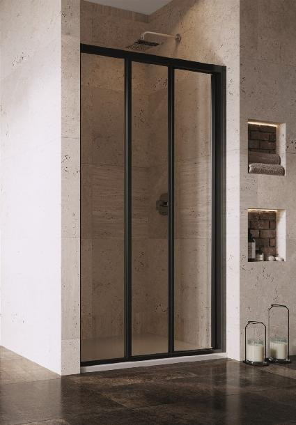 Ravak Supernova driedeelige douchedeur ASDP3-100 zwart/helder glas Breedte: 970-1010 mm