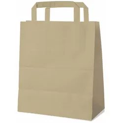 250x GASTRO Papiertragetaschen 22 x 18 x  8 cm mit EAN-Code braun