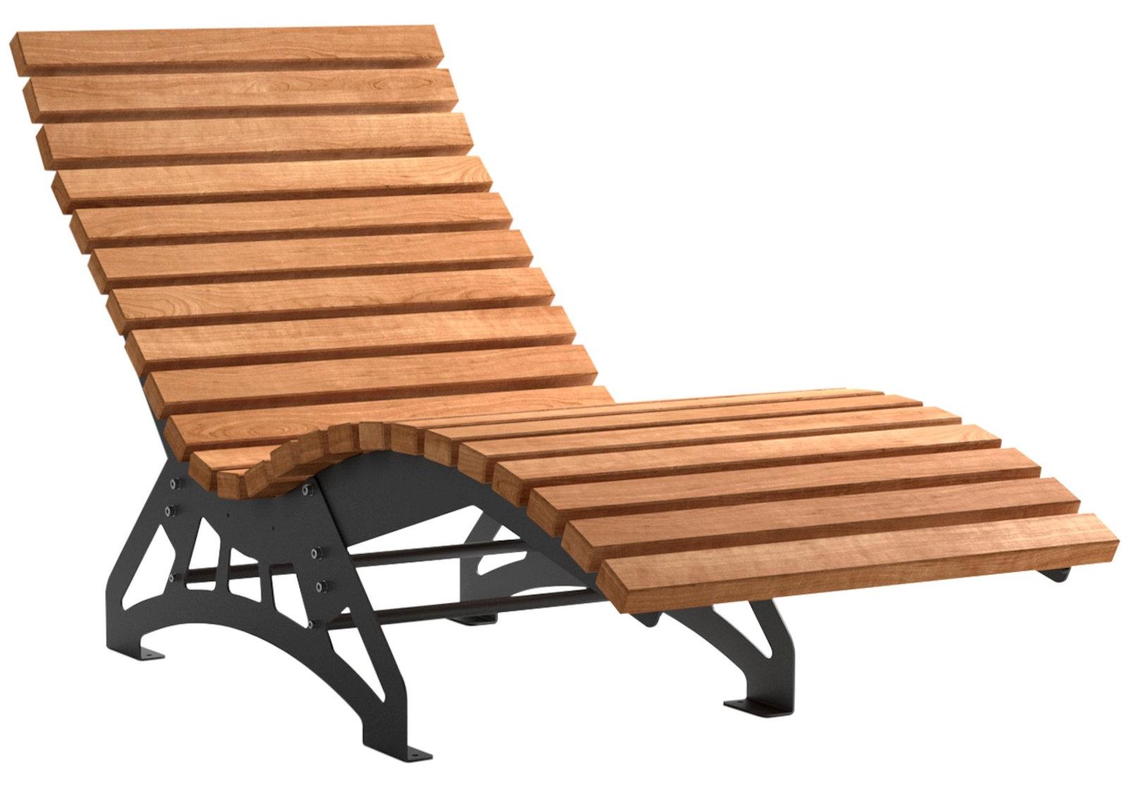 SOTECH Gartenliege LOUNGER Komplett-Set 800 mm breit - Edelstahl schwarz, Holzlatten Thermo-Kiefer, Sonnenliege