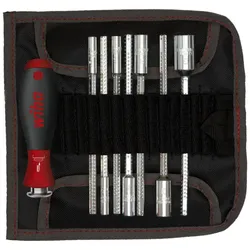 Wiha Schraubendreher mit Wechselklingen Set SYSTEM 6 Sechskant-Steckschlüssel 9-teilges Set mit Rolltasche - 27712
