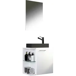 Badezimmer Hausa 3-tlg. Weiß/Schwarz