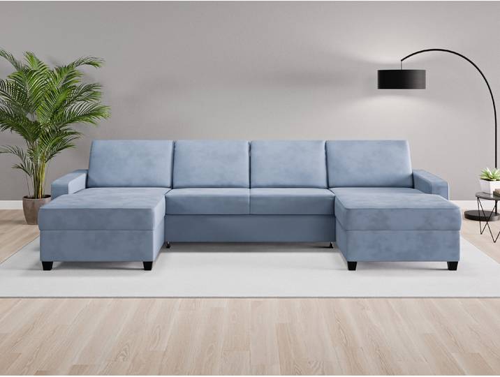 Wohnlandschaft Nairobi Nr. 2 - Blau (Jeansblau) - Vintage Velours