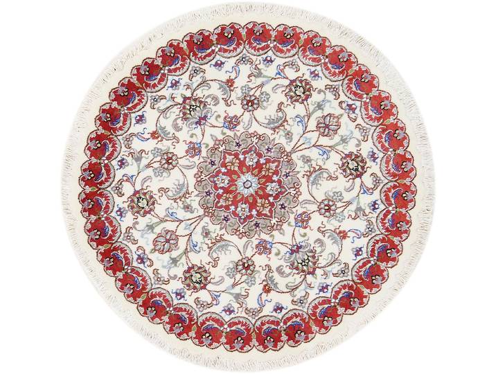 Täbriz Teppich 100x100 Handgeknüpft Orientteppich Perserteppich Rund Wolle