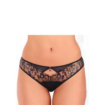 Slip JETTE "als Dessous-Set kombinierbar, aus Stickereispitze mit Glitzer-Effekte", Damen, Gr. 40/42, bunt (schwarz, kupferfarben), Spitze, Obermaterial: 70% Polyamid, 18% Polyester, 12% Elasthan, Unterhosen Slip, sexy Unterwäsche, sexy Dessous,...