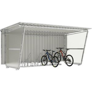 WSM Fahrradunterstand Siegen S18 2302, grauweiß, aus Metall, 3 Wände, 430 x 233cm (B/T), mit Fahrradständer