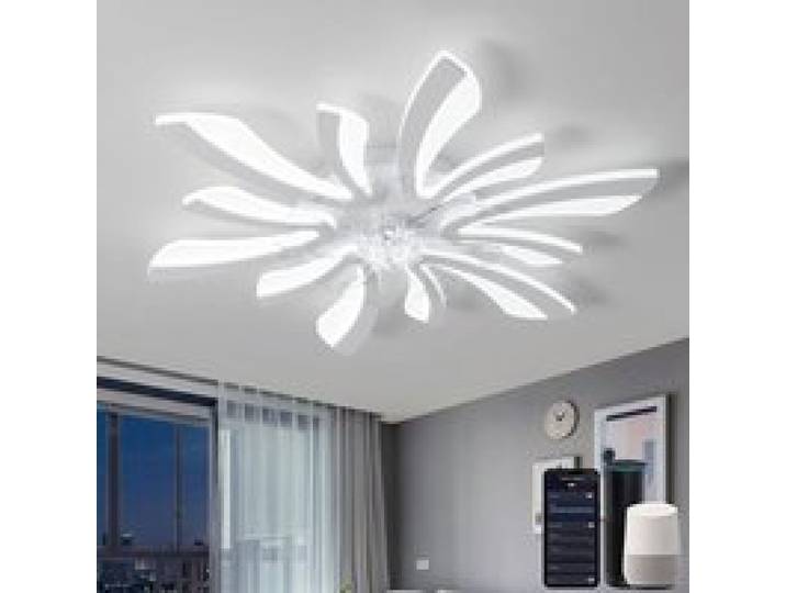 Smart Plafonnier Ventilateur de Plafond WiFi Ventilo Plafond avec Lumière Compatible with Alexa Google Home Luminaire Cuisine Blanc