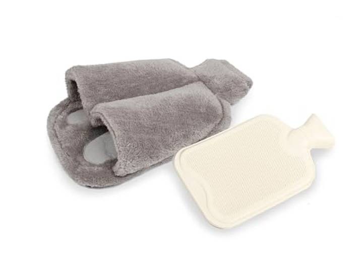 Vital Comfort Fußwärmer mit Wärmflasche – Kuscheliger grauer Fußsack für warme Füße, ideal für kalte Tage, mit integrierter Wärmflasche, perfekt für Zuhause, Büro und gegen kalte Füße