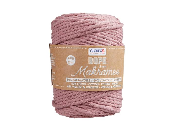 Glorex Makramee Rope Gedreht Mauve 5 mm 500 g