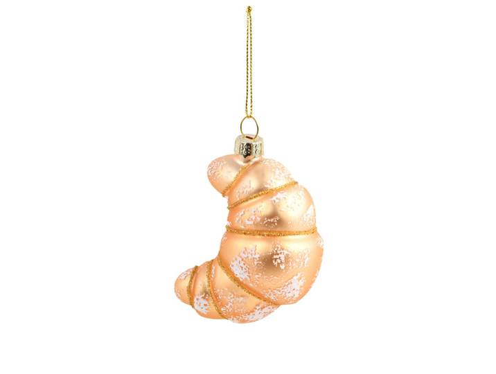 Weihnachtsanhänger Croissant, goldfarben und weiß