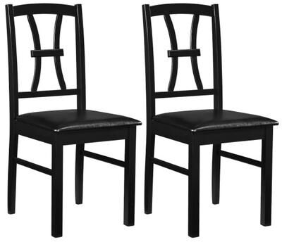Costway Wooden Dining Chairs Set of 2 with Faux Leather Padded Seat for Kitchen-Black