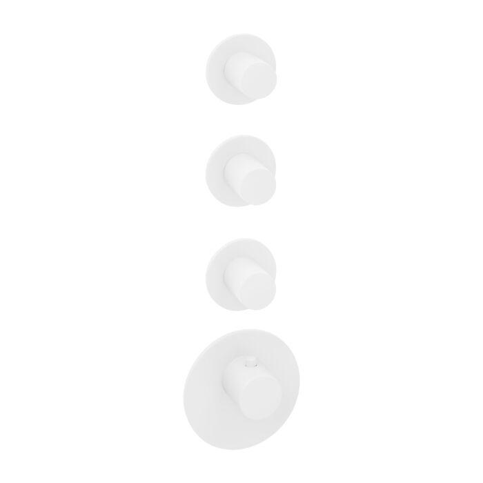 Herzbach Deep White Fertigmontageset 23.523015.1.07 Thermostat-Modul, 4 Blenden rund, Griffe rund, weiß matt