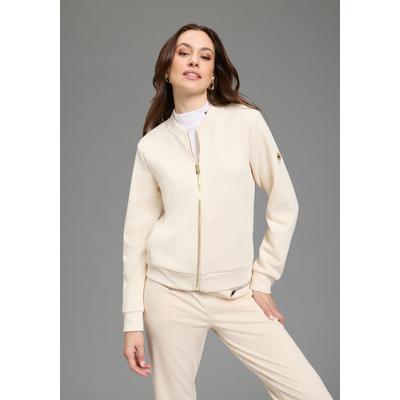Sweatjacke BRUNO BANANI, Damen, Gr. 36/38, beige, Jersey, Obermaterial: 95% Polyester, 5% Elasthan, Strukturmuster, Basic hüftlang, Bündchen, Sweatjacken Sweatjacke, im lässigen Bomberjacken-Stil mit Strukturmuster