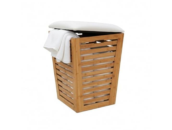 Relaxdays corbeille à linge siège/tabouret avec rangement 55 l 56x40x40 cm bambou/tissu naturel/crème