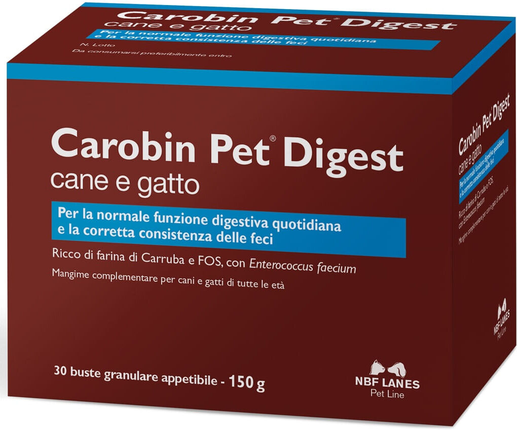 NBF LANES Carobin Pet Digest Granulare Appettibile Cane e Gatto 30 BUSTINE