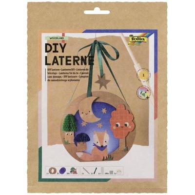 FOLIA Bastelartikel DIY Laterne Woodland, inkl. 1 LED-Licht und Batterien