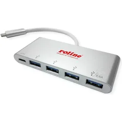 Roline 14.02.5061 (USB-C, 5 Ports), Dockingstation + USB Hub, Silber