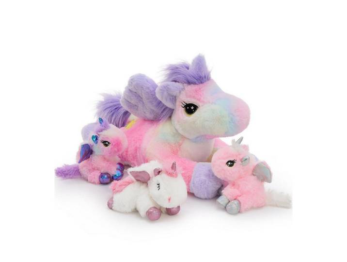 LuxusKollektion Kuscheltier Einhorn Kuscheltier 50cm XXL 3 Babys Bauch leuchtet Dunkeln Lilac-rosa