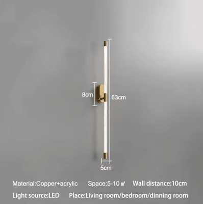 Inspire Curations Nordic Minimalist Linear LED Wall Sconce gold 63cm warm Light