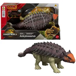 Mattel JGB90 - Jurassic World - Die Wiedergeburt - Dinofigur mit Geräuschen, 25 cm, Ankylosaurus