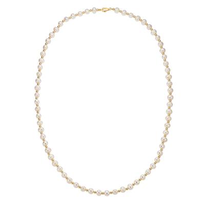 Collierkettchen "Gold 585 Perle weiß 6mm", gelb, FASCINATION BY ELLEN K., Halsketten, Damen, 45cm, Gold, L: 45 B: 6mm, glänzend, B:6mm
