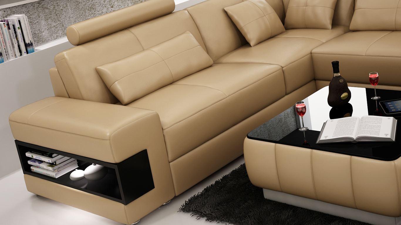 Ecksofa L-Form Sofa Couch Polster Ecksofas Wohnlandschaft Ledersofa Möbel Leder