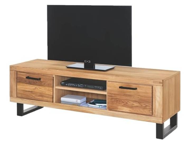 möbelando TV-Schrank >Tom-I< in Wildeiche/schwarz aus Teilmassiv - 170x52x50cm (BxHxT)