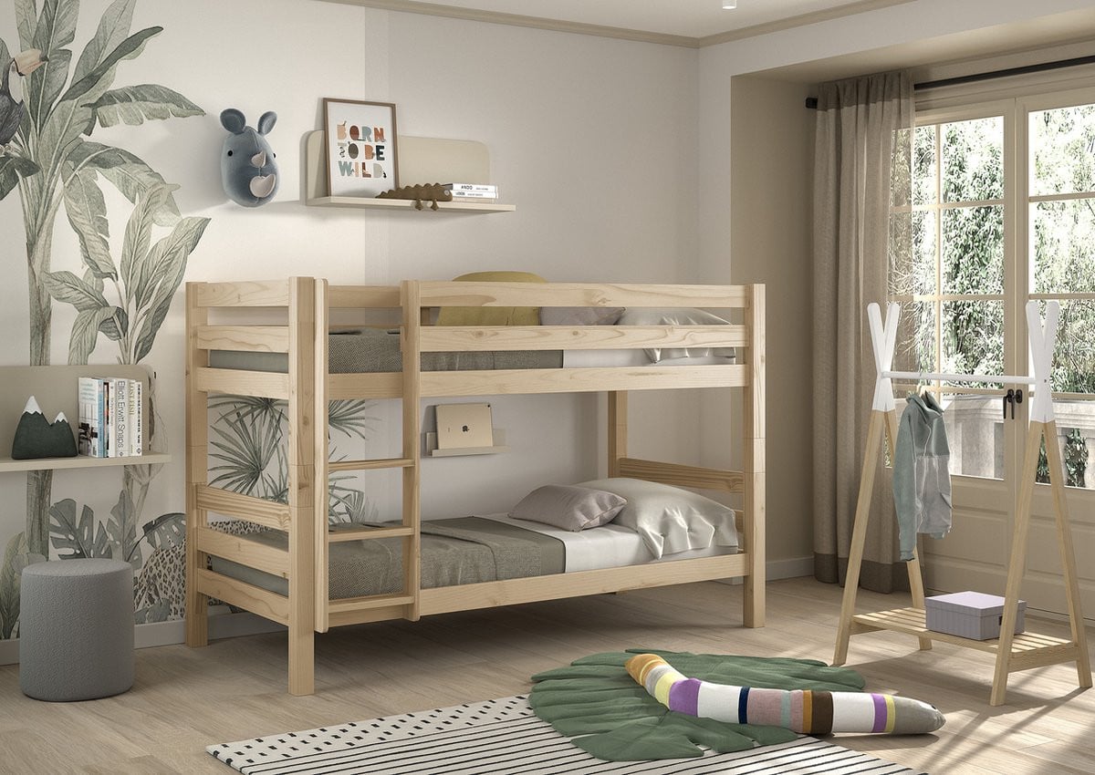 Lucevi Pino stapelbed voor kinderen van massief hout - Beige - B/D/H: 90 x 200 cm