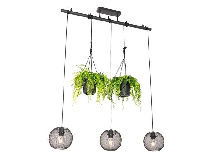 Industriële hanglamp zwart 3-lichts - Flor
