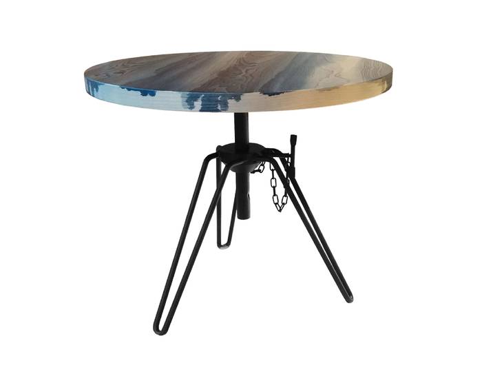 DIESEL WITH MOROSO table basse OVERDYED SIDE TABLE (Weathered Grey / Raw black - MDF plaqué frêne et acier)