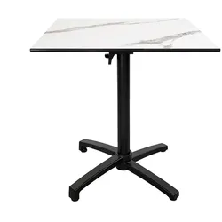 RestooTab - Klappbarer Outdoor Tisch Diabolo 70x70cm Dekor weißer Marmor