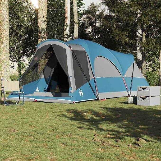 Tunnel-Familienzelt 8 Personen Blau Wasserdicht Garten | Campingzelt, leicht Kuppelzelt Camping Zelt Einfacher Aufbau für Wandern Backpacking