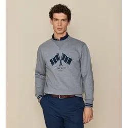 Hackett London für Herren. HM5800136 Lrc Flag Crew Sweatshirt grau (3XL), Lässig, Baumwolle, Langarm