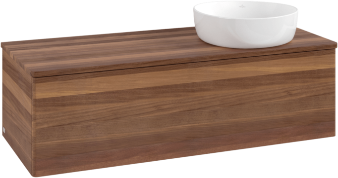 Villeroy und Boch Antao Waschtisch-Unterschrank L34012HM mit Beleuchtung, 120x36x50cm, Waschbeckenplattenfarbe warm walnut, warm walnut