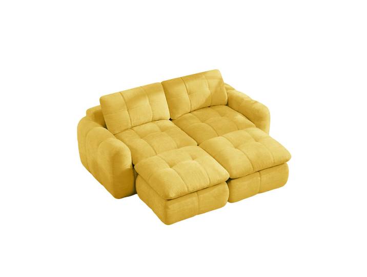ComfortXL 2-Sitzer-Sofa De-34464 mit 2 Ottomanen Gelb, 194x160 cm, Wohnzimmer, Sofas & Couches, Wohnlandschaften, Ecksofas
