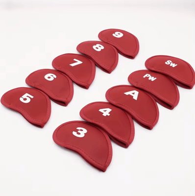 Inspire Picks 10 Piece Golf Iron Head Cover Set Portable Protective Covers For Golf Clubs red