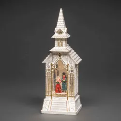 KONSTSMIDE LED Wasserlaterne "Kirche", weiß, 5h Timer, 1 warmweiße Diode, Innen, Batterie: 3 x C 1,5V (exkl.)