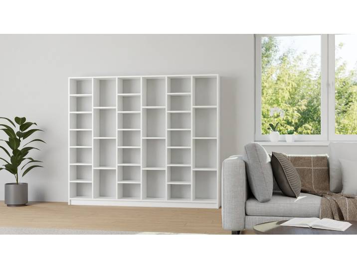 La bibliothèque pour optimiser l'espace de votre salon MDF mélaminé MDF Blanc mat