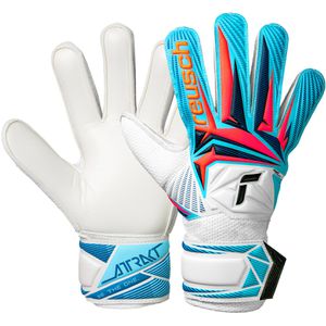 Reusch Torwarthandschuhe Attrakt Solid Junior, 5672515-1080, für Kinder, regulärer Schnitt, weiß/hellblau, Größe 4