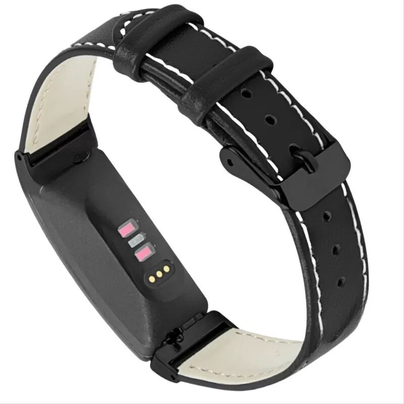 INF Premium-Lederarmband für Fitbit Inspire 1/2 HR Schwarz