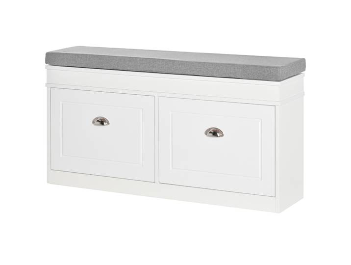 Homcom Banc à chaussures Banc de rangement pour 8 paires de chaussures avec 2 tiroirs Etagères réglables 104X24X55 cm Blanc