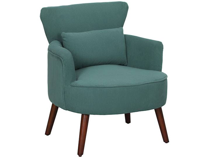 Homcom Sessel mit Rückenlehne, abgerundeten Armlehnen Gepolstert Loungesessel Kordoptik, Dunkelgrün, 69x78x69.5 cm, Wohnzimmer, Sessel, Ohrensessel